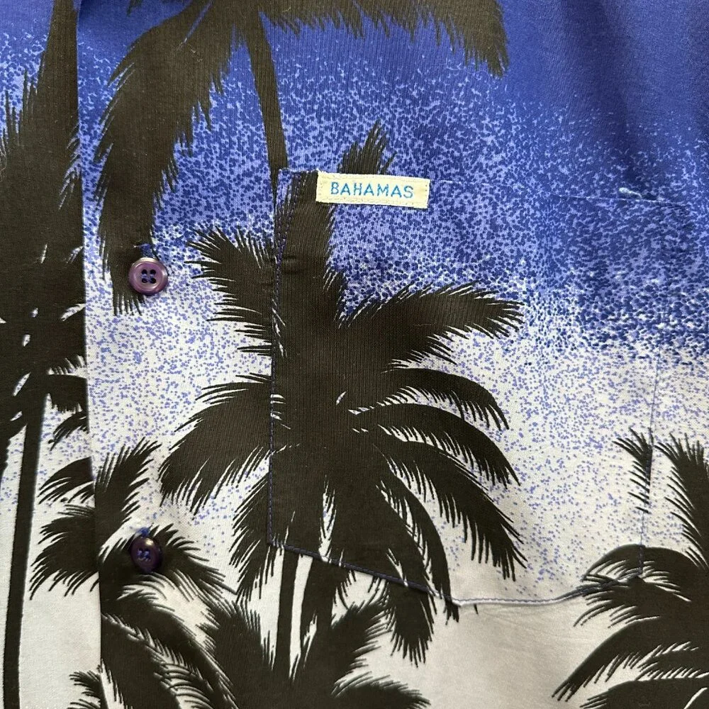 High Seas Resort Wear Palm Tree Sunset Shirt Blue Pink Bahamas XL Vintage 80s - Picture 4 of 7